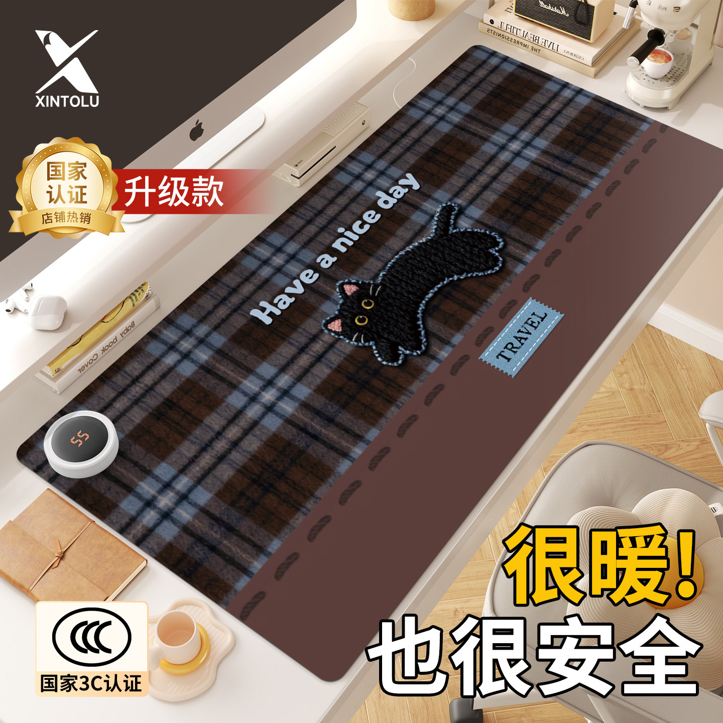 2026新款超大加热暖手鼠标垫冬天电发热暖桌垫电脑写字办公室书桌面垫学生六档恒温自动断电智能控温