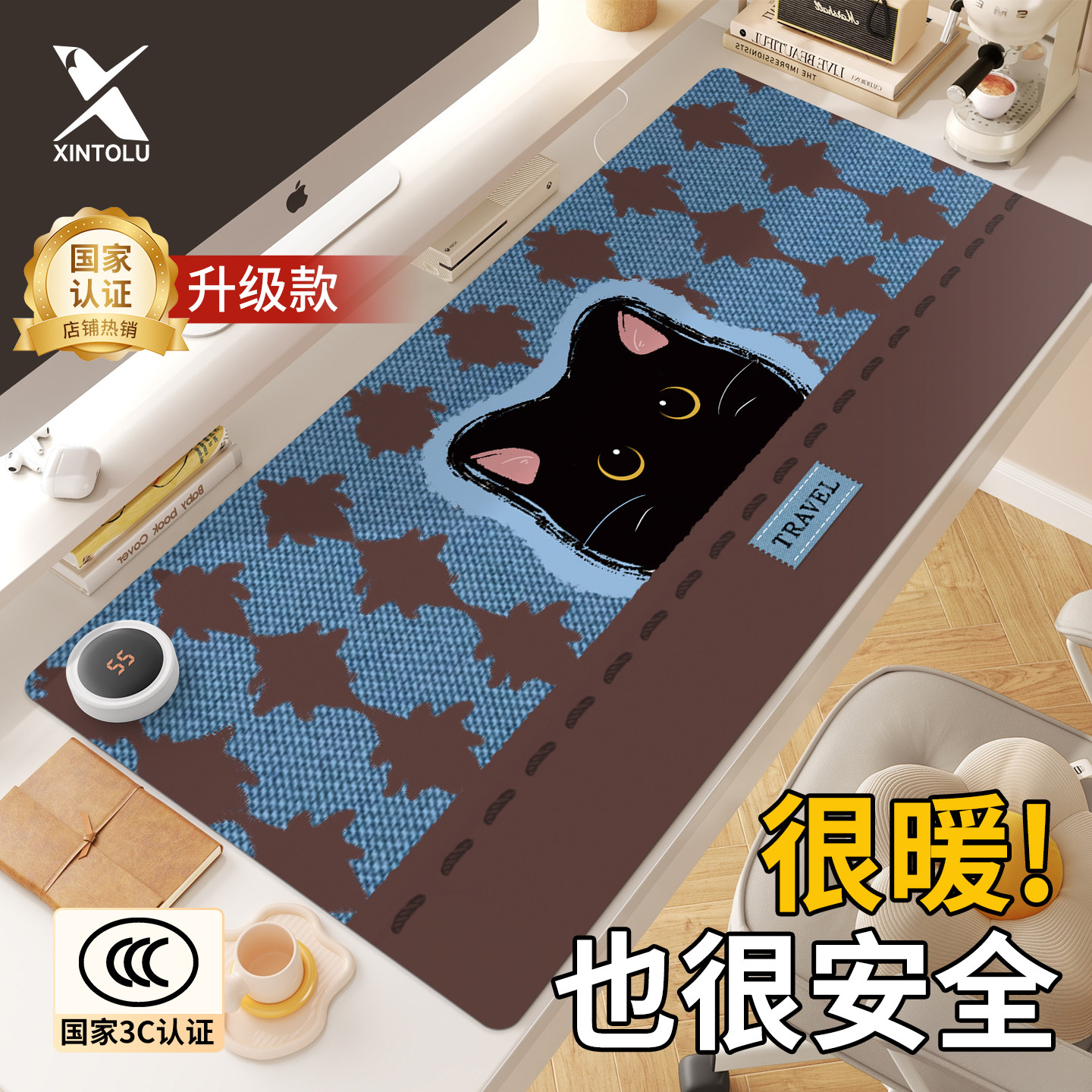 新款加热鼠标垫超大发热暖桌垫办公室冬天桌面垫子六档调节写字桌垫暖手保暖防水电脑键盘女生电热板智能恒温