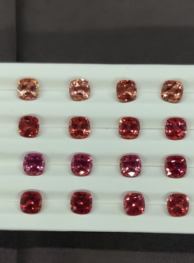 培育帕帕拉恰蓝宝石橙色蓝宝石垫形肥方日落色彩霞色合成人工镶嵌