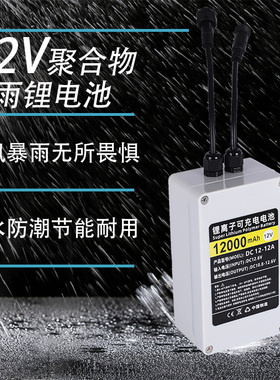 12v大容量聚合物带防水外壳可充电锂电池led灯箱户外音响移动电源