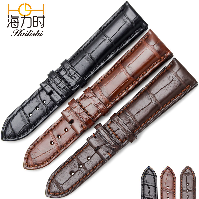 海力时 代用萧邦手表带真皮表带爱宝时浪琴名匠鳄鱼皮表带男 表链