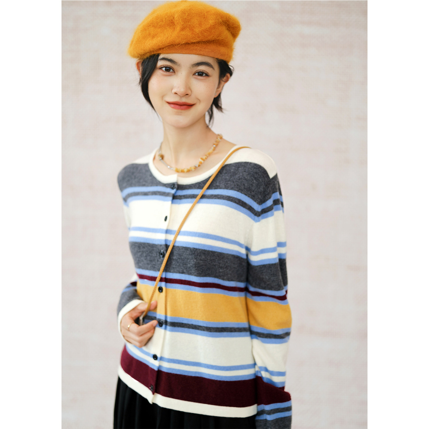 自然而蓝｜多彩俏皮 全羊毛 条纹多色撞色针织开衫  25春季,女装/女士精品,毛针织衫,淘宝优惠券,粉丝福利购,淘宝优惠卷