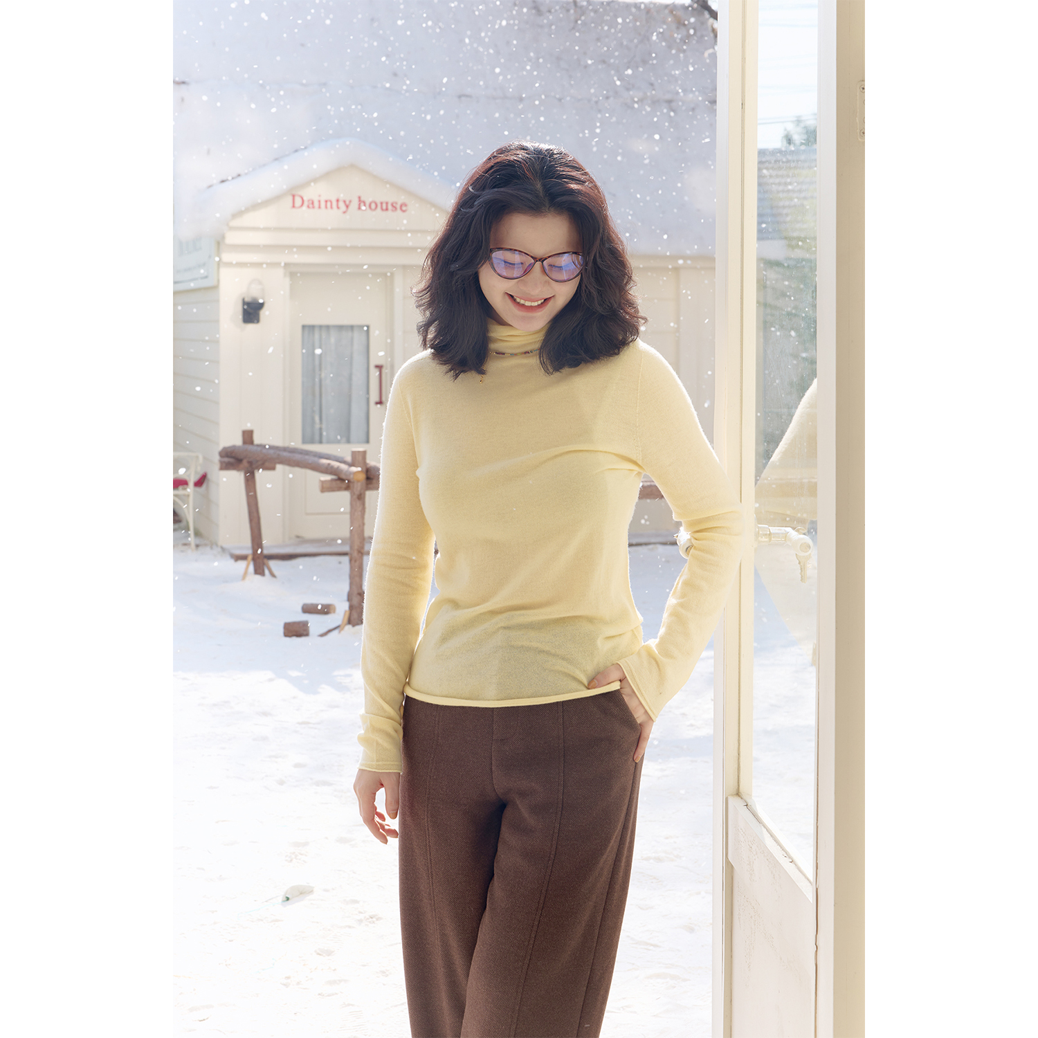 可水洗全羊毛高领针织打底毛衣