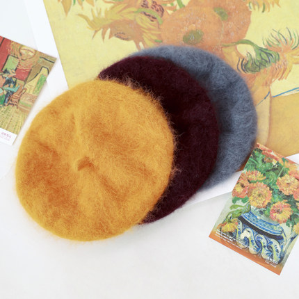 自然而蓝丨配件 三色貂绒保暖搭配秋冬贝雷帽 25秋冬新品