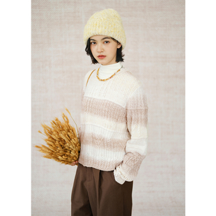 自然而蓝｜圆领渐变设计感文艺针织毛衣  原创自制