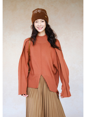 自然而蓝｜两色毛衣 复古设计感套头针织衫   25春季 自制