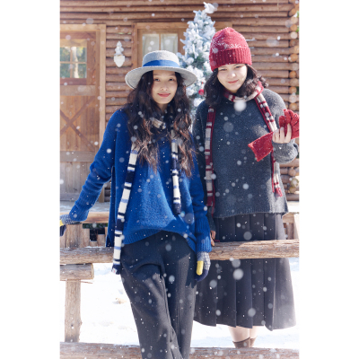 自然而蓝丨基础通勤穿搭 三色圆领慵懒松驰针织毛衣  25冬季新品