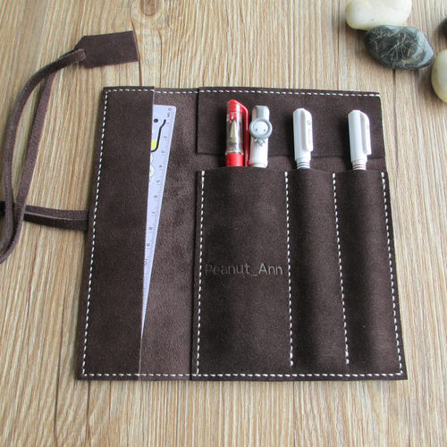 手工牛皮多功能文具盒笔袋牛皮