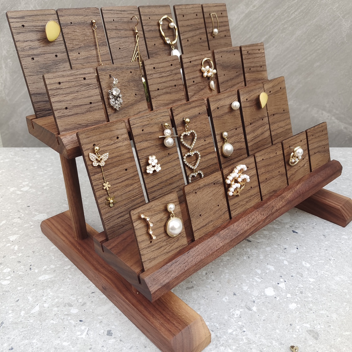 耳饰展示架黑胡桃多层拍摄展示板