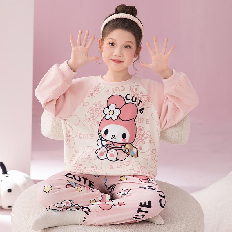 海岛绒女童睡衣秋冬季加绒加厚