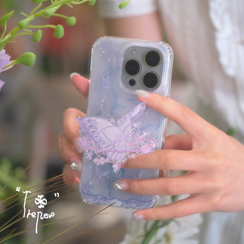 THE NEW原创设计丨小芙蝶小众高级感IMD双层亮面闪粉适用苹果14/15/16promax不撞壳的ins艺术iPhone手机壳
