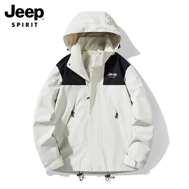 JEEP SPIRIT冲锋上衣外套男生春季新款宽松休闲防风加厚夹克男装 户外/登山/野营/旅行用品 户外休闲衣 原图主图