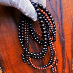 秦岭真正野生雷击枣木手串念珠长串纯雷心红心枣木0.6佛珠0.8脖挂