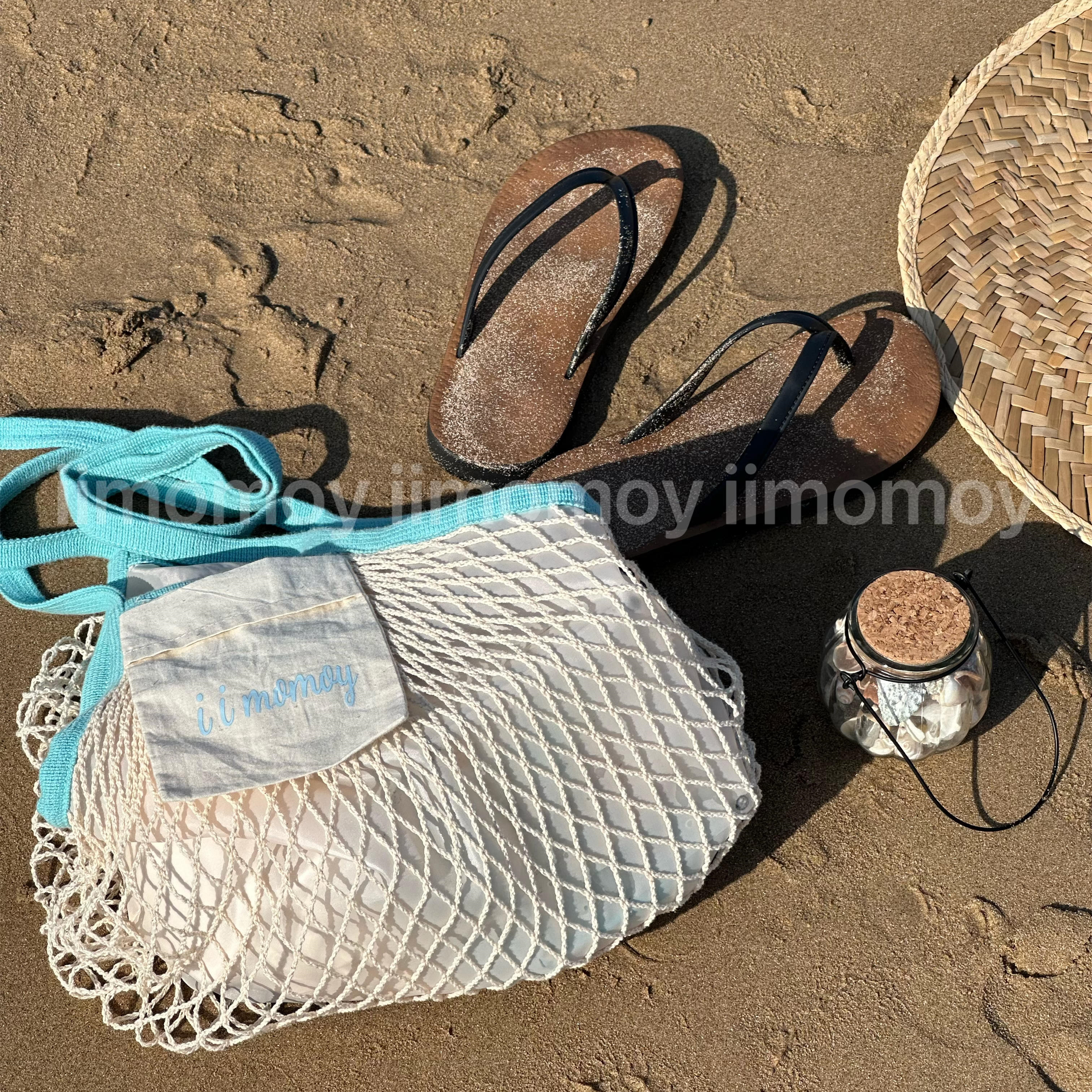 海边百搭韩系iimomoy网兜单肩包