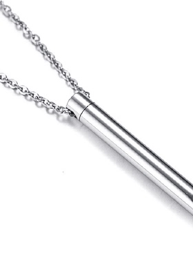 欧美钛钢项链可打开骨灰盒吊坠