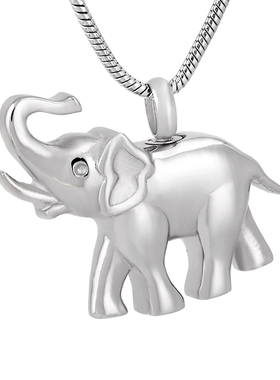 欧美情侣款钛钢项链不掉色大象形状纪念亲人宠物骨灰盒吊坠防水女