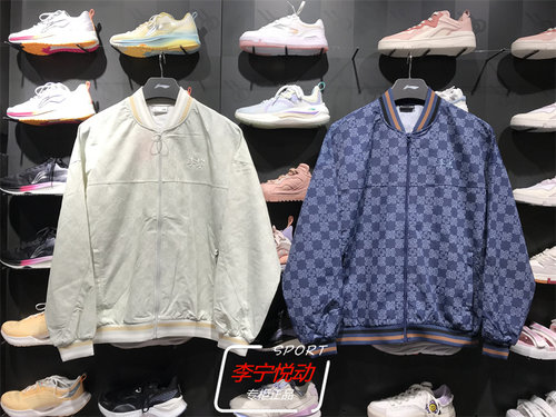 李宁男防泼水宽松棒球领夹克外套