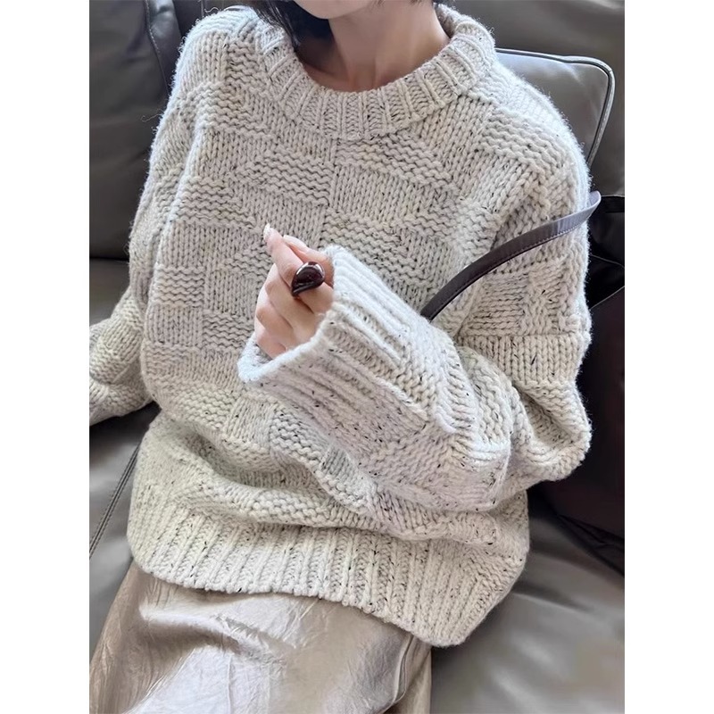 送运费险美式粗棒针毛衣oversize