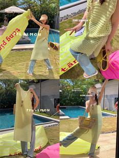 休闲罩衫叠穿镂空连衣裙女慵懒风吊带裙显瘦背心裙Seoulcp 韩国