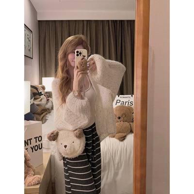 送运费险马海毛粗棒针毛衣外套