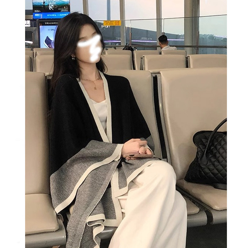 送运费险韩系中长款披肩外套