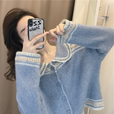 送运费险森女系海军领毛衣女