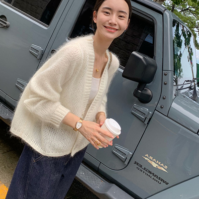 送运费险软糯马海毛针织开衫外套