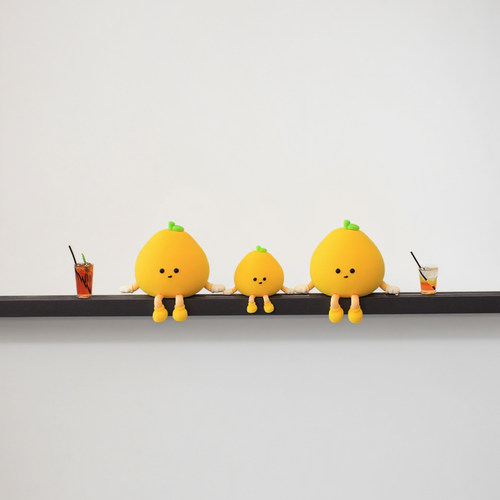 可爱网红小柚子电视机上的桌面摆件家居电脑显示器车载屏幕装饰品