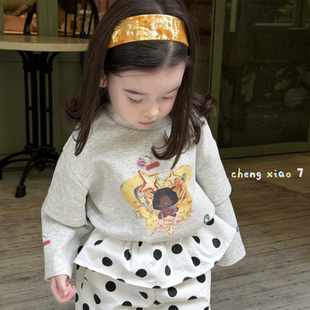 橙小七 卡通圆领卫衣 6022女童2026春款