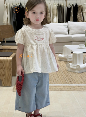 26夏 kiai 女童碎花娃娃衫862007九分牛仔裤812355
