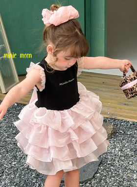 26夏 小月亮 612118 女童大蝴蝶结无袖连衣裙公主裙