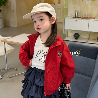 Opao 7107 女童2026春款字母印花米奇外套