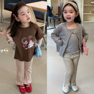 韩系条纹微喇裤 Opao 7070女童2026春款