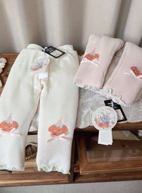 在仓7seven 9435女童冬款卡通小熊蚕丝棉三层加厚打底裤