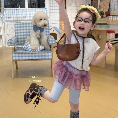 26夏AH 女童圆点卡通短袖77142 蓝色中裤77171