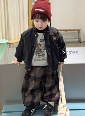 苏右  25冬 男童棒球领卡通外套85023 加绒卫衣85006 格子裤85037