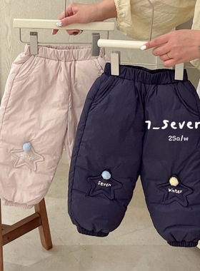 7seven 7410女童冬款90绒加厚星星羽绒裤圆一条过冬