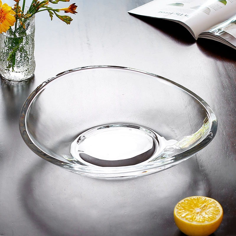 现代简约透明水晶玻璃水果盘客厅家用大气不规则水果碗零食糖果盘