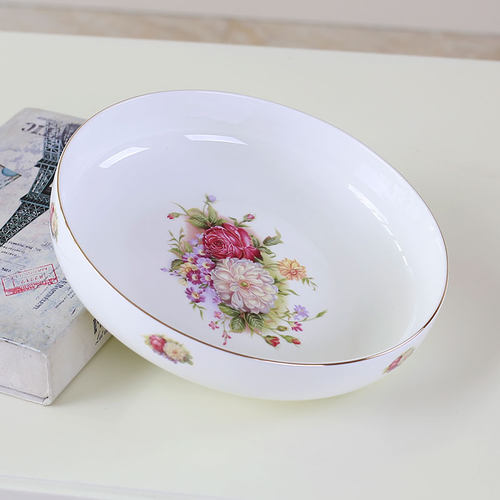 欧式骨瓷餐具深菜盘子家用蒸鱼盘