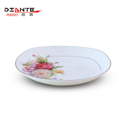 唐山骨瓷餐具7寸深盘8寸四方菜盘子家用陶瓷碟子饭盘欧式餐盘宫廷