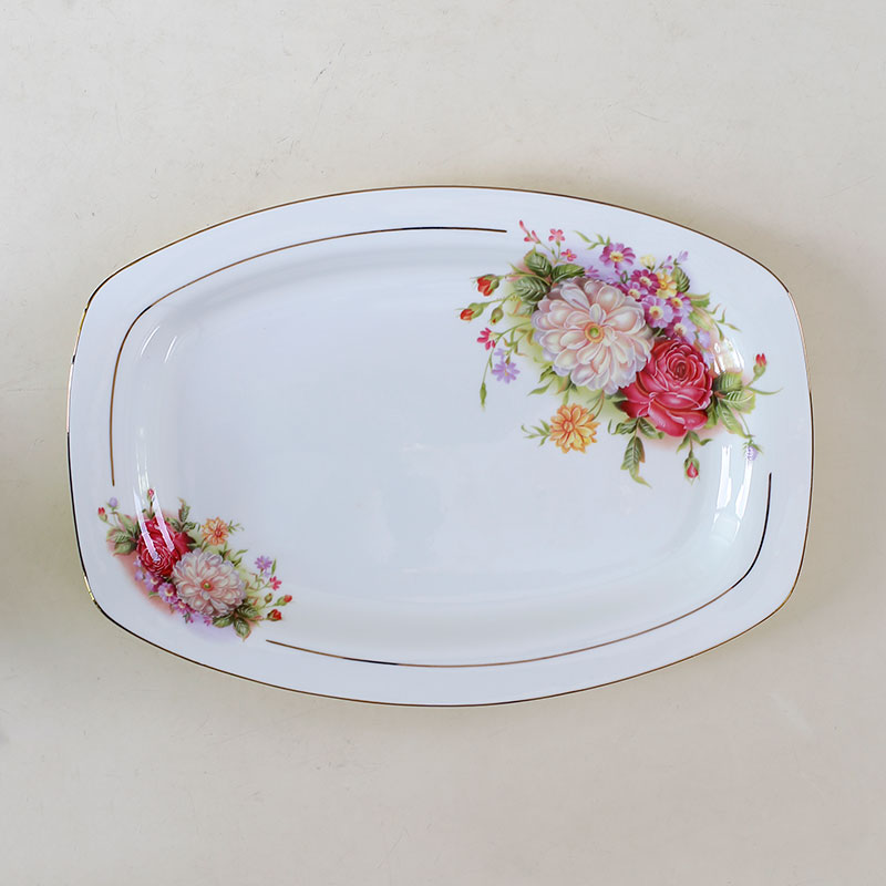 唐山骨质瓷英寸鱼盘长方形餐具陶瓷大盘子菜盘家用欧式创意碟子