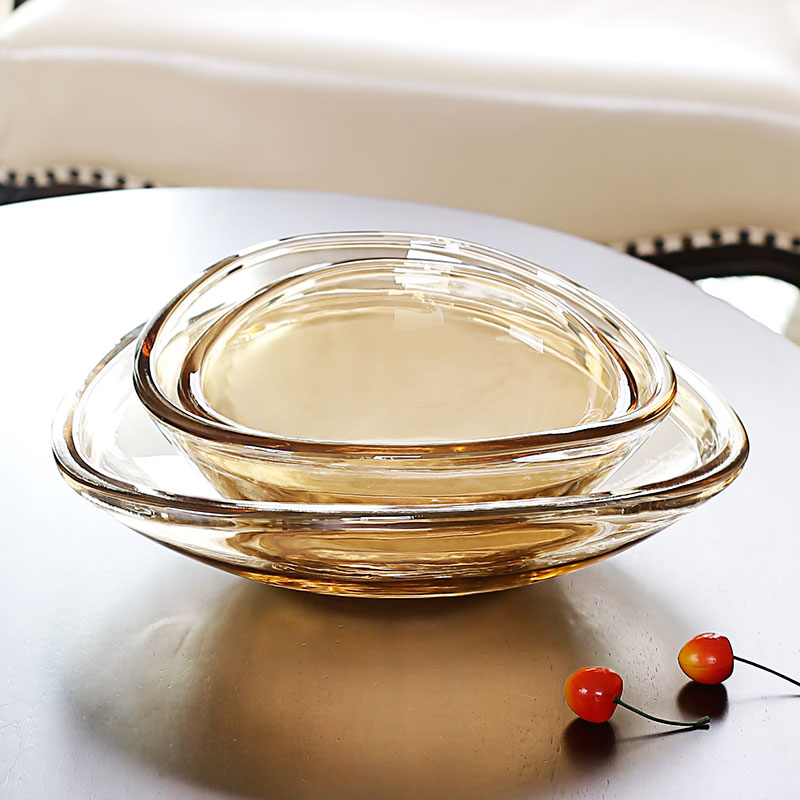 高档水晶玻璃椭圆果盘简约水果盆