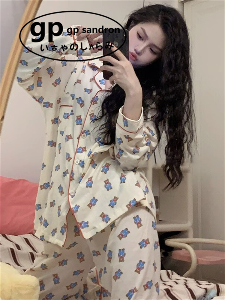 日本gp卡通奶黄小熊睡衣女家居服