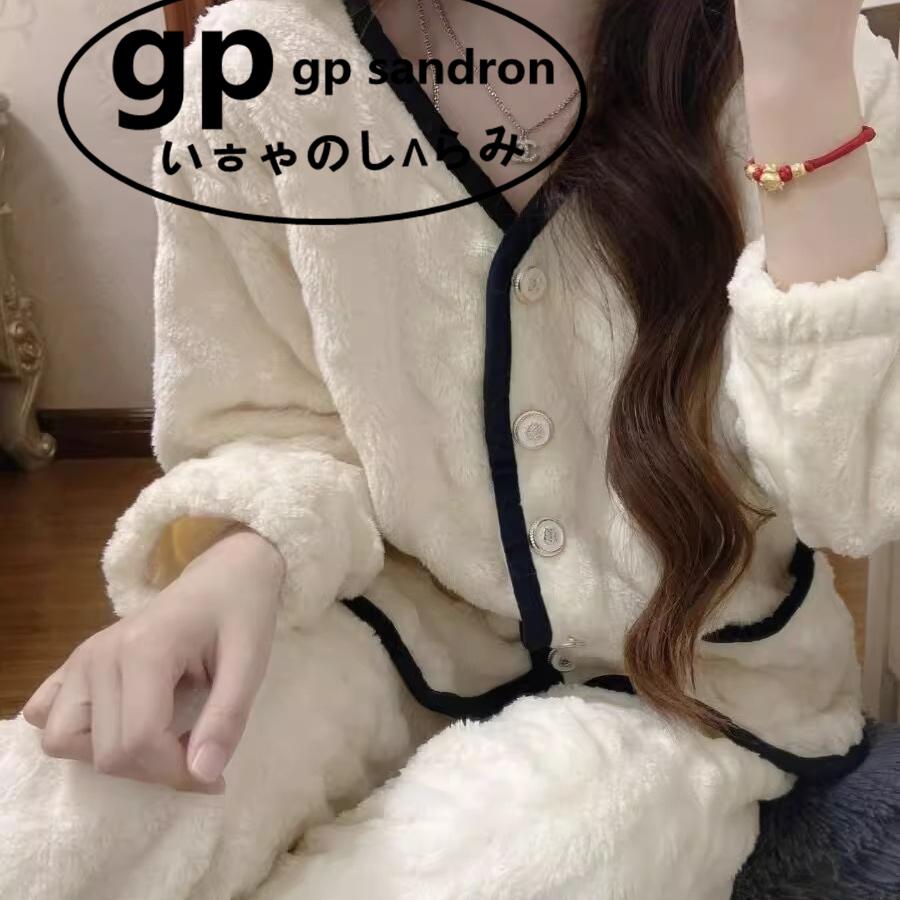 日本gp小香风珊瑚绒睡衣女加厚