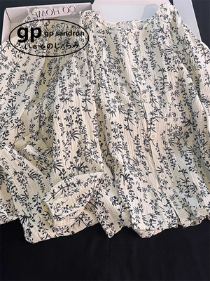 日本gp小众碎花开衫睡衣女复古