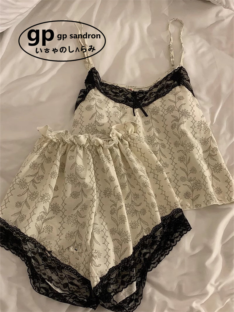 日本gp蕾丝吊带睡衣女清新家居服