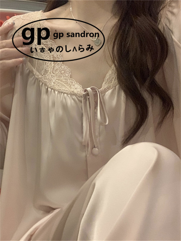 日本gp睡衣女蕾丝花边家居服套装