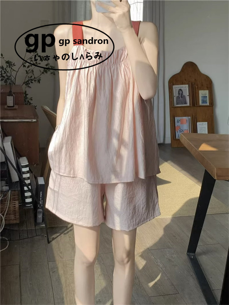 日本gp吊带睡衣女全棉家居服睡裙