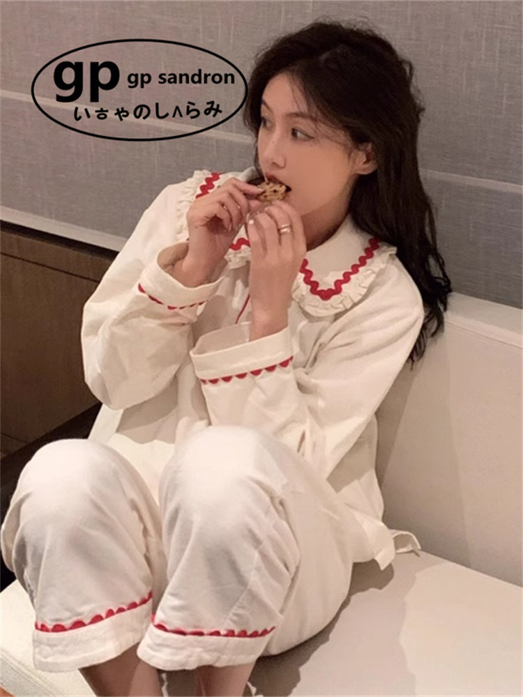 日本小众GP少女娃娃领纯棉睡衣女