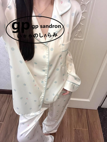 日本gp少女波点冰丝睡衣女生春秋
